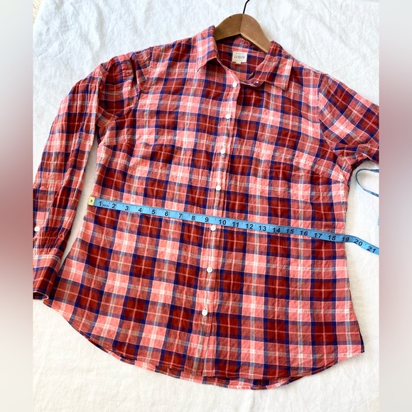 J. Crew Women Plaid Button Up The Perfect Shirt Long Sleeve Red Pink - Picture 5 of 11
